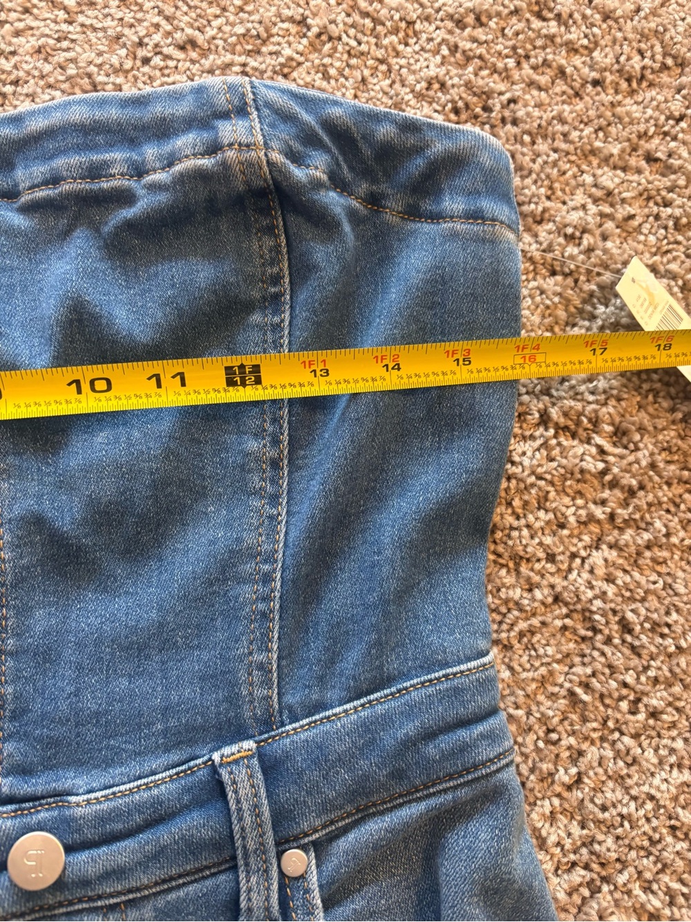 Pilcro Strapless Dark Blue Denim Dress with Front Slit - Picture 9 of 10